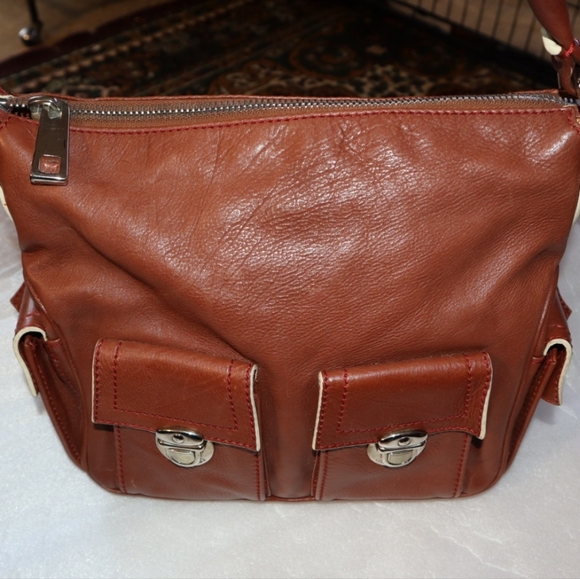 Marc Jacobs Collection 'Blake' Soft Cognac Silver Multi-Pocket Hobo Bag Vintage - Picture 6 of 10